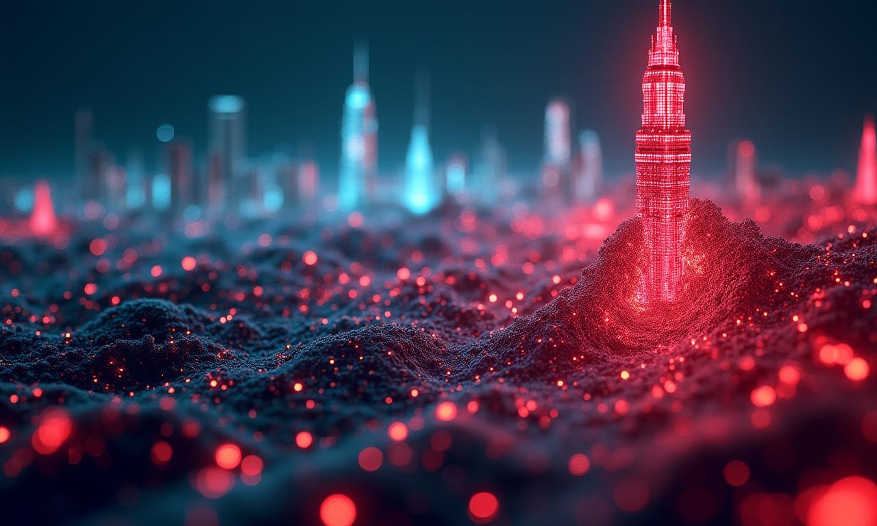 Abstract representation of New York skyline merging with digital mineral textures